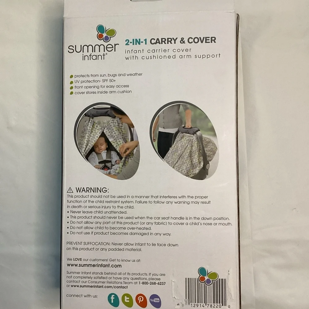 Summer Infant Gray and Green 2-in-1 Car Seat Cover